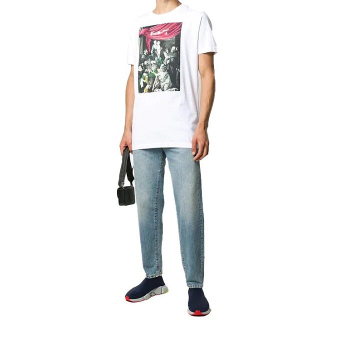 FW20 Sudadera blanca para hombre con estampado de Caravaggio