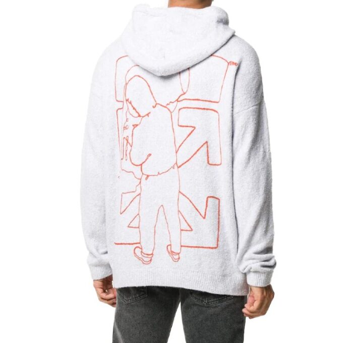 FW20 Sudadera con capucha y estampado de flechas para hombre, gris