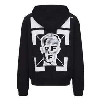 FW20 Sudadera con capucha y estampado de peces Pivot para hombre, negro