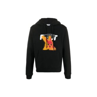 FW20 Sudadera con capucha y estampado de peces Pivot para hombre, negro