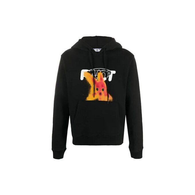 FW20 Sudadera con capucha y estampado de peces Pivot para hombre, negro