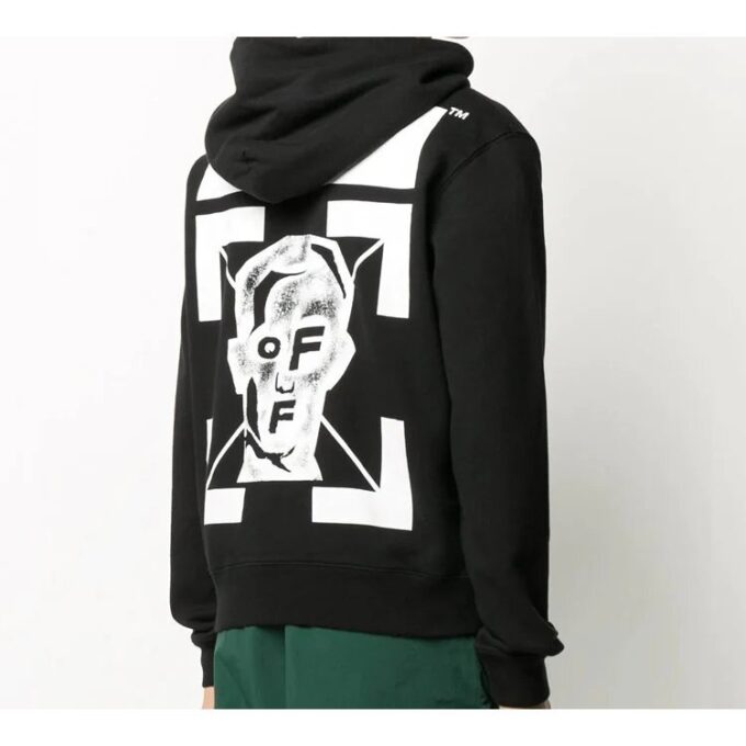 FW20 Sudadera con capucha y estampado de peces Pivot para hombre, negro