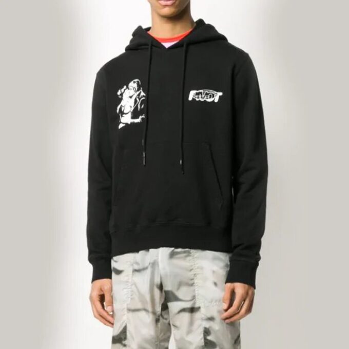 FW20 Sudadera con capucha y estampado Kissing para hombre, color negro