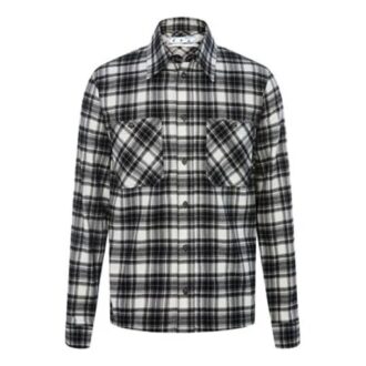 FW21 Camisa de manga larga con estampado de cuadros y flechas grandes, versión negra