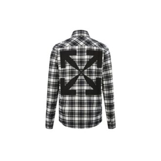 FW21 Camisa de manga larga con estampado de cuadros y flechas grandes, versión negra