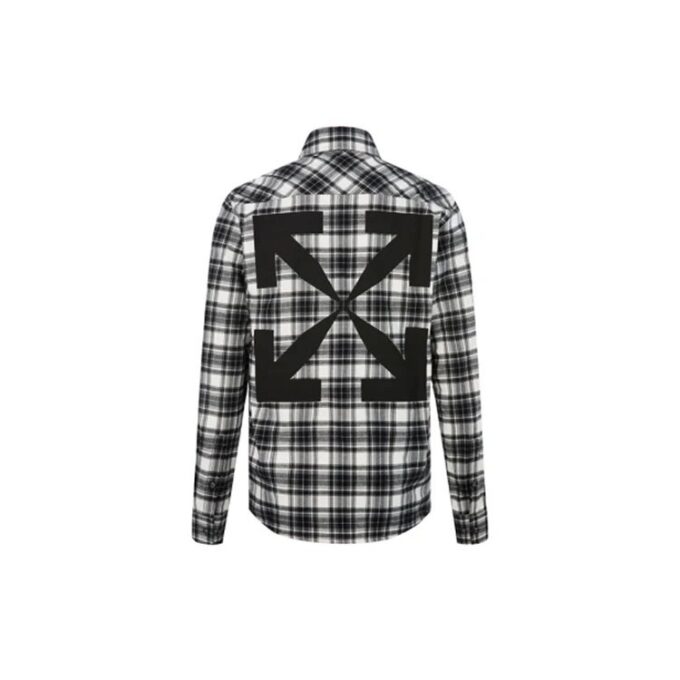 FW21 Camisa de manga larga con estampado de cuadros y flechas grandes, versión negra