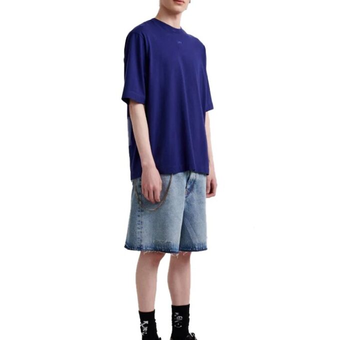 FW21 Camiseta azul de manga corta oversize con flecha de goma en Pantalones Cortos