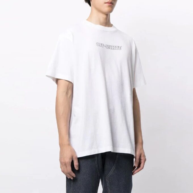 FW21 Camiseta blanca de corte holgado, cuello redondo y pantalones cortos con estampado de pintura