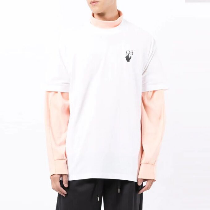 FW21 Camiseta de manga corta con cuello redondo y estampado del logotipo, versión holgada, blanco