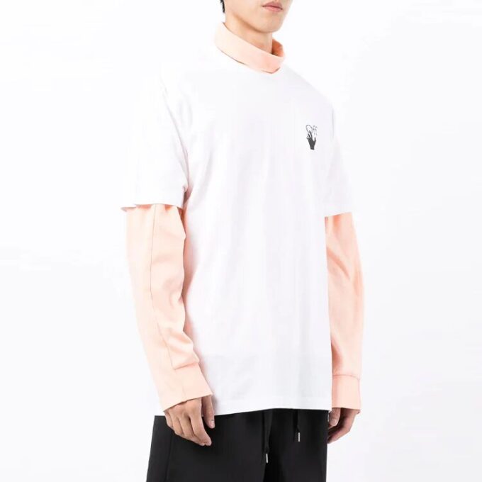 FW21 Camiseta de manga corta con cuello redondo y estampado del logotipo, versión holgada, blanco