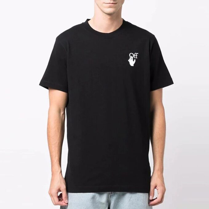 FW21 Camiseta de manga corta con diseño de flecha multicolor degradado, versión estándar, negro