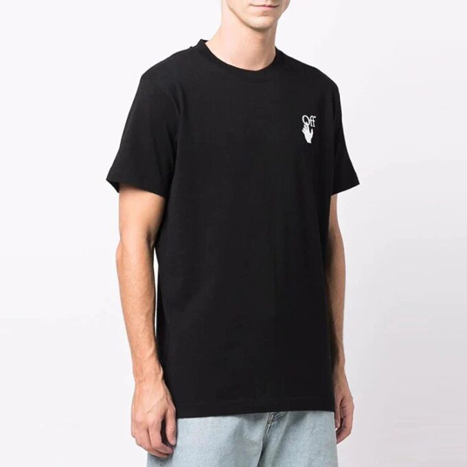 FW21 Camiseta de manga corta con diseño de flecha multicolor degradado, versión estándar, negro