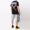 FW21 Camiseta de manga corta con diseño de flecha multicolor degradado, versión estándar, negro