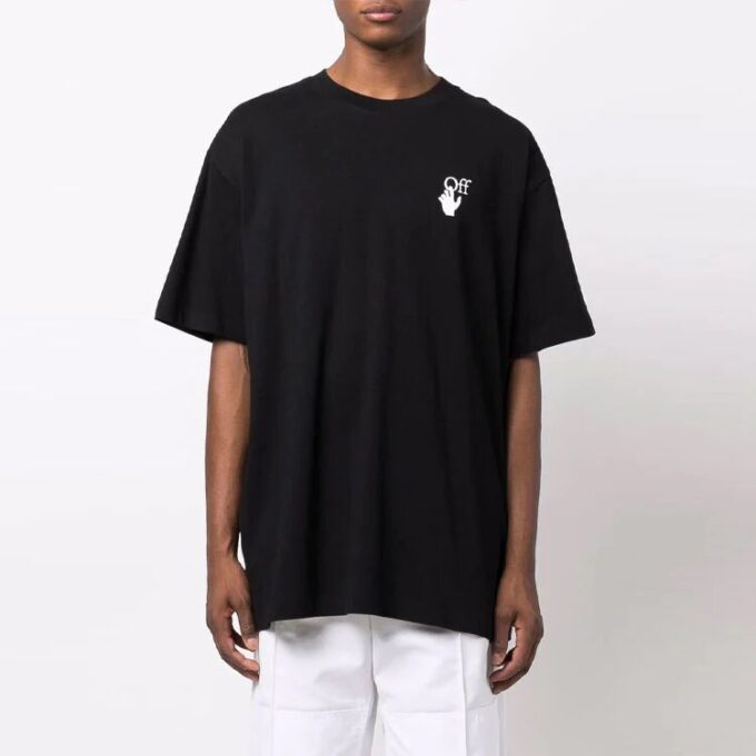 FW21 Camiseta de manga corta con estampado de Caravaggio, corte holgado, negro