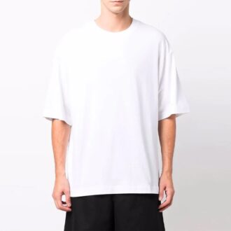 FW21 Camiseta de manga corta con estampado de logotipo, corte holgado, color blanco FW21 Camiseta de manga corta con estampado de logotipo, corte holgado, color blanco