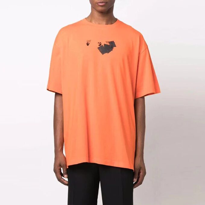FW21 Camiseta de manga corta holgada con estampado de flechas y rotulador gigante