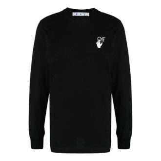 FW21 Camiseta de manga larga con cuello redondo y estampado de flechas, color negro