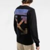 FW21 Camiseta de manga larga con cuello redondo y estampado de flechas, color negro