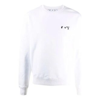 FW21 Camiseta de manga larga con cuello redondo y estampado de logotipo, versión estándar, color blanco FW21 Camiseta de manga larga con cuello redondo y estampado de logotipo, versión estándar, color blanco