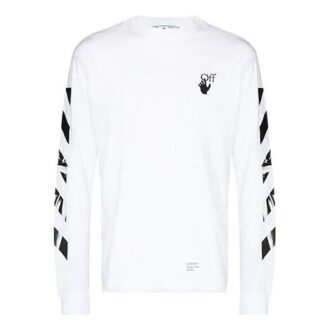 FW21 Camiseta de manga larga con cuello redondo y estampado del logotipo de Arrows, versión básica, color blanco FW21 Camiseta de manga larga con cuello redondo y estampado del logotipo de Arrows, versión básica, color blanco