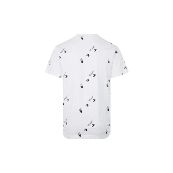 FW21 Camiseta de Pantalones Cortos con cuello redondo y estampado completo del logotipo, versión estándar, blanco