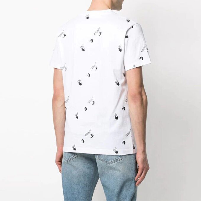FW21 Camiseta de Pantalones Cortos con cuello redondo y estampado completo del logotipo, versión estándar, blanco