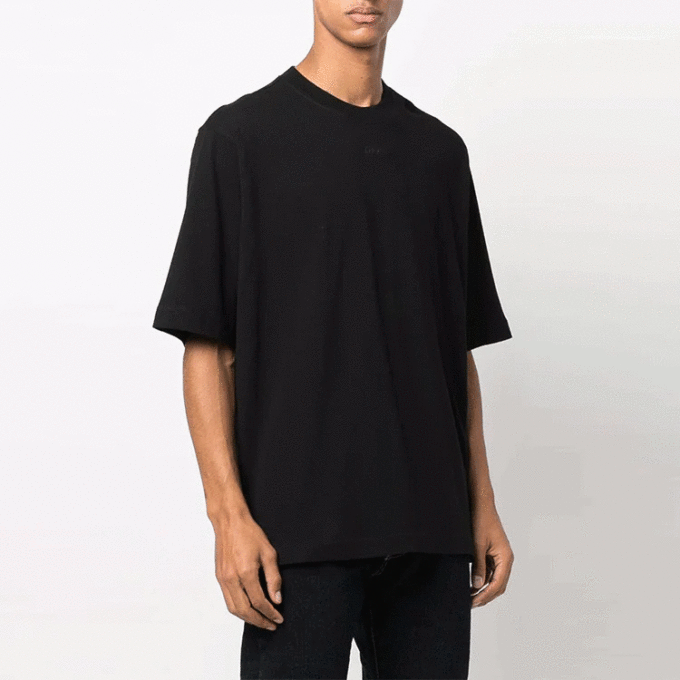 FW21 Camiseta de Pantalones Cortos con cuello redondo y estampado de flecha, versión estándar, negro