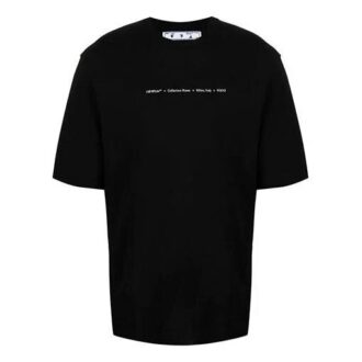 FW21 Camiseta de Pantalones Cortos con cuello redondo y estampado de flechas, versión básica, color negro FW21 Camiseta de Pantalones Cortos con cuello redondo y estampado de flechas, versión básica, color negro