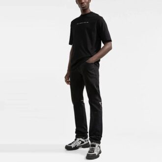 FW21 Camiseta de Pantalones Cortos con cuello redondo y estampado de flechas, versión básica, color negro FW21 Camiseta de Pantalones Cortos con cuello redondo y estampado de flechas, versión básica, color negro