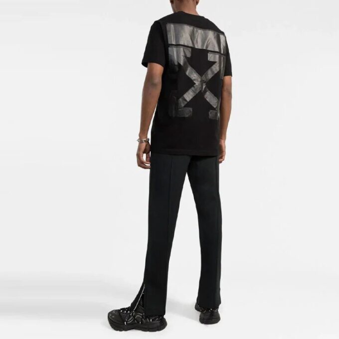 FW21 Camiseta de Pantalones Cortos con cuello redondo y estampado de flechas, versión básica, color negro