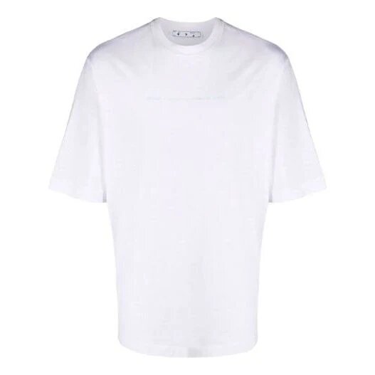FW21 Camiseta de pantalones cortos con cuello redondo y estampado geométrico, versión entallada, color blanco