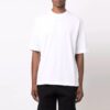 FW21 Camiseta de pantalones cortos con cuello redondo y estampado geométrico, versión entallada, color blanco