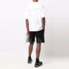 FW21 Camiseta de pantalones cortos con cuello redondo y estampado geométrico, versión entallada, color blanco