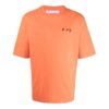 FW21 Camiseta de Pantalones Cortos con cuello redondo y logo en el pecho, versión básica, naranja