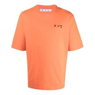 FW21 Camiseta de Pantalones Cortos con cuello redondo y logo en el pecho, versión básica, naranja