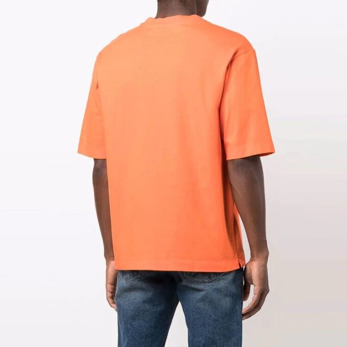 FW21 Camiseta de Pantalones Cortos con cuello redondo y logo en el pecho, versión básica, naranja