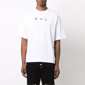FW21 Camiseta de pantalones cortos con estampado de Arrows, versión estándar, color blanco