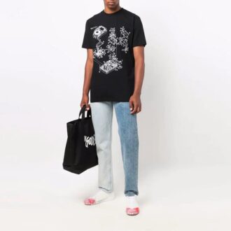 FW21 Camiseta estampada de cuello redondo y pantalones cortos, versión negra FW21 Camiseta estampada de cuello redondo y pantalones cortos, versión negra