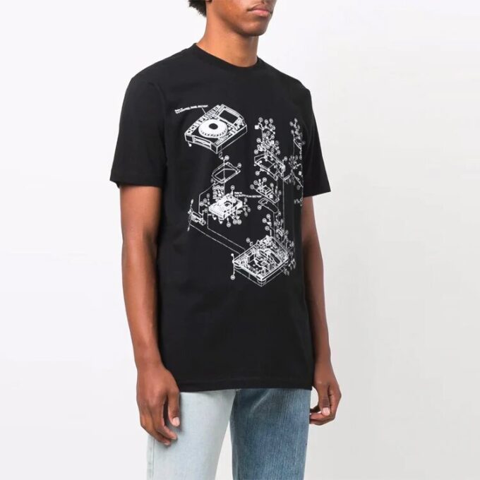 FW21 Camiseta estampada de cuello redondo y pantalones cortos, versión negra