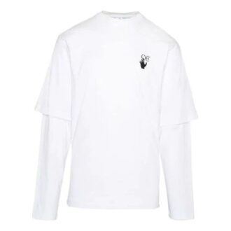 FW21 Camiseta unisex de manga larga con flecha blanca, versión estándar, color blanco FW21 Camiseta unisex de manga larga con flecha blanca, versión estándar, color blanco
