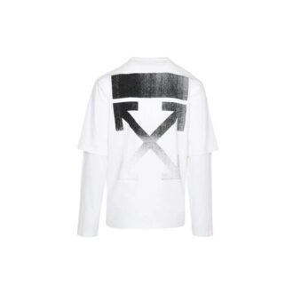 FW21 Camiseta unisex de manga larga con flecha blanca, versión estándar, color blanco FW21 Camiseta unisex de manga larga con flecha blanca, versión estándar, color blanco