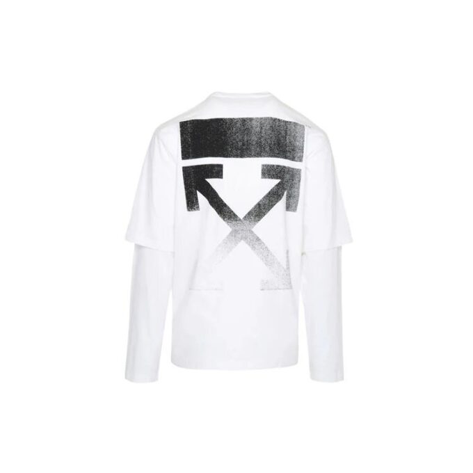 FW21 Camiseta unisex de manga larga con flecha blanca, versión estándar, color blanco