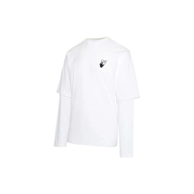 FW21 Camiseta unisex de manga larga con flecha blanca, versión estándar, color blanco