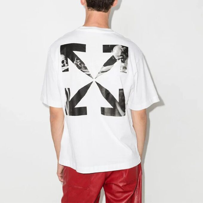 FW21 Caravaggio con estampado de flechas, cuello redondo, pantalones cortos y corte holgado, blanco