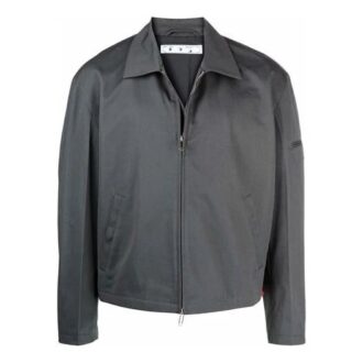 FW21 Chaqueta con solapa y cremallera, color liso, versión gris