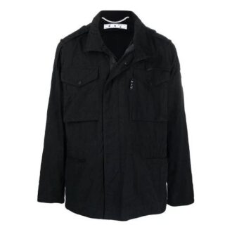 FW21 Chaqueta de manga larga de color liso con bolsillos cargo y logotipo de Arrows, versión estándar, negro