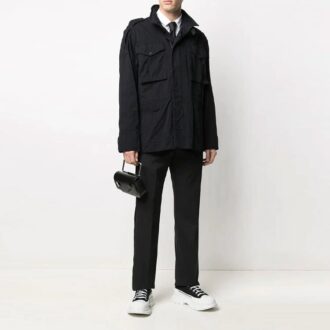 FW21 Chaqueta de manga larga de color liso con bolsillos cargo y logotipo de Arrows, versión estándar, negro