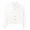 FW21 Chaqueta Denim recta de un solo color con botones, versión blanca