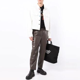 FW21 Chaqueta Denim recta de un solo color con botones, versión blanca