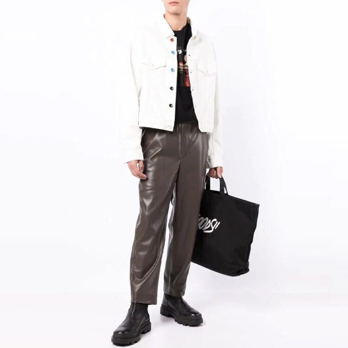 FW21 Chaqueta Denim recta de un solo color con botones, versión blanca